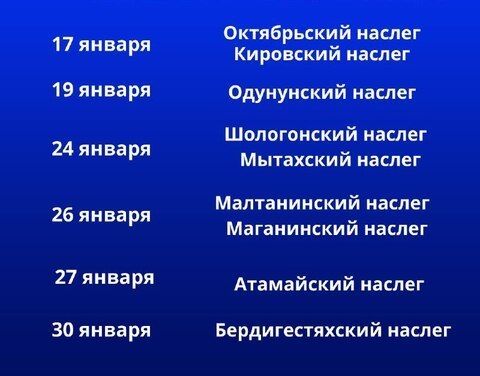 График рабочего визита Главы МР «Горный улус» в наслега по итогам 2022 года